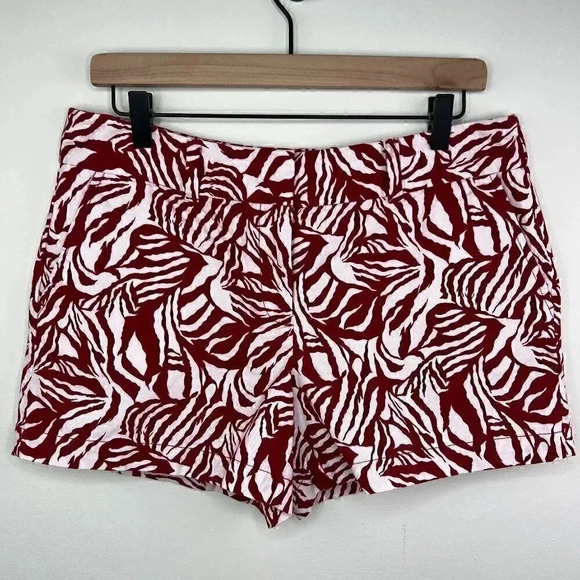 NWT - LOFT Zebra Print 4" Chino Shorts - Pockets - Fun Cranberry & White Design - Picture 1 of 10